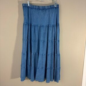 Denim full midi skirt